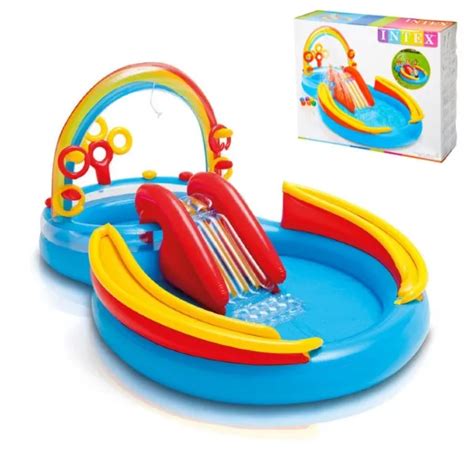 Детский надувной бассейн Intex с горкой и фонтаном - надувной игровой ...
