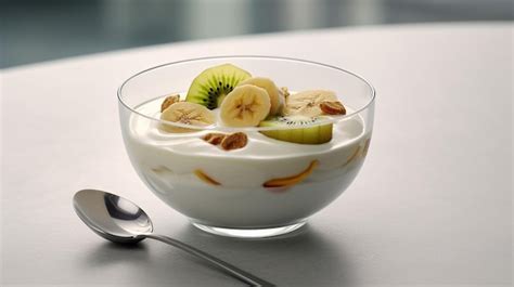 Premium Photo Vegetable Yoghurt With Banana Dessert In A Bowl