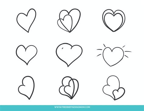 3 Free Printable Cute Heart Drawings