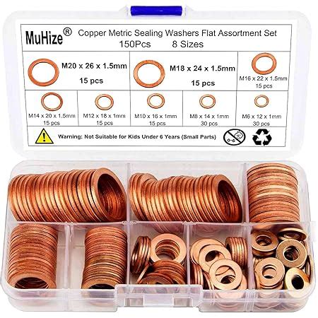 Amazon Binifimux Pack M X X Mm Metric Flat Copper Sealing