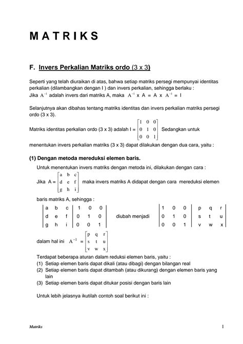 Solution Invers Perkalian Matriks Ordo 3 X 3 Studypool