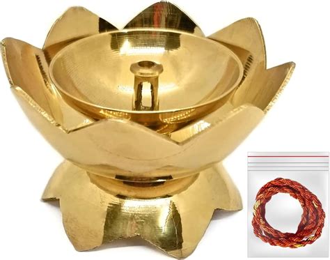 Buy Satvik Brass Flower Akhand Diya Kamal Shape Metal Diya Traditional