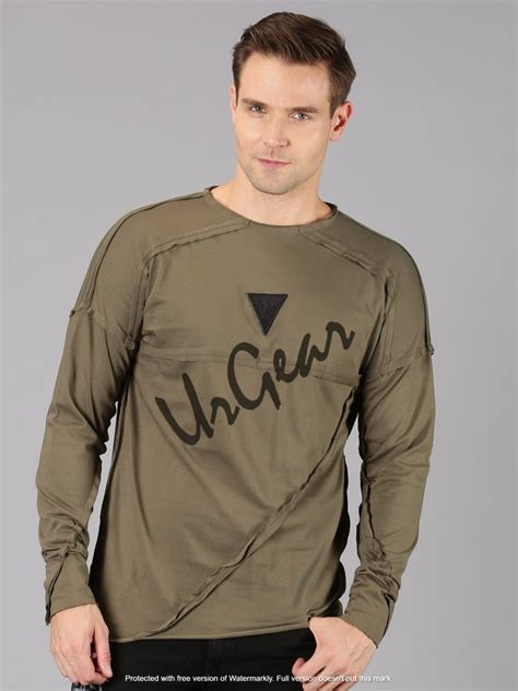 Full Sleeves Green Mens Self Design Round Neck T Shirt At Rs 229 In