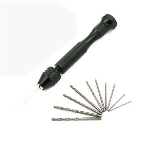 10pcs Black Hand Twist Drill Bit Mini Micro Aluminum Alloy Hand Drill