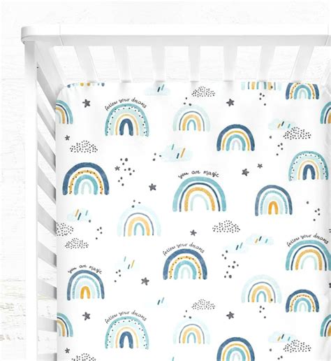 Rainbow Crib Bedding Set Boy Rainbow Bedding Set Baby Etsy