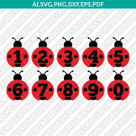 Ladybug Numbers Svg Vector Cricut Cut File Clipart Png Dxf Eps