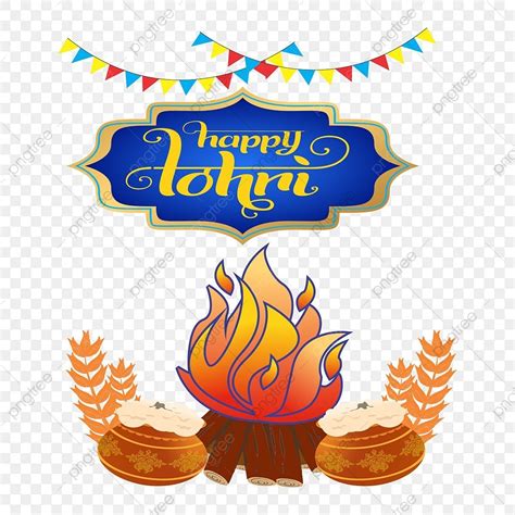 Lohri Festival Vector Hd Images Happy Lohri Bonfire Indian Festival