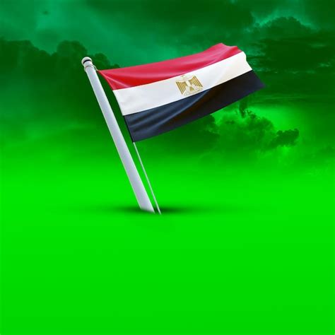 Premium Photo A Flag Of Egypt On A Green Cloud Backround Useing For