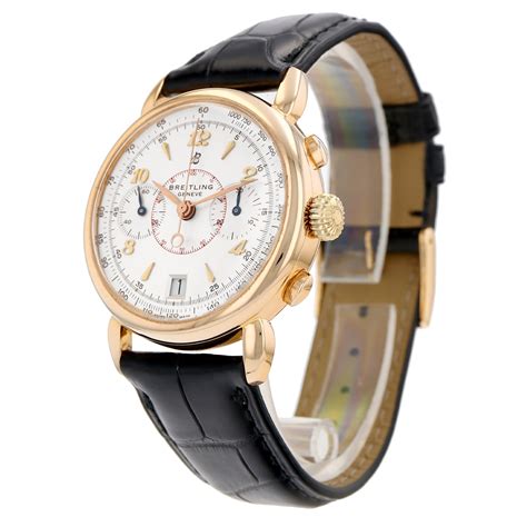Breitling Vintage 275 36mm White Dial 18k Rose Gold Chronograph Manual Wind