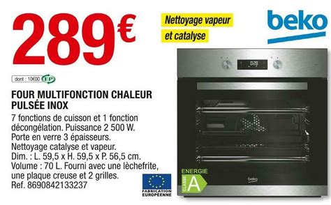 Promo Beko four multifonction chaleur pulsée inox chez Brico Dépôt