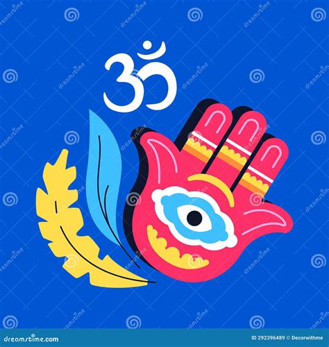 Hamsa Hand Shaped Amulet Modern Colored Vector Illustration Stock