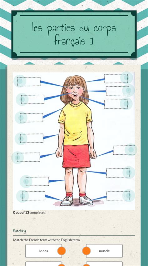 Les Parties Du Corps Français 1 Interactive Worksheet Wizerme