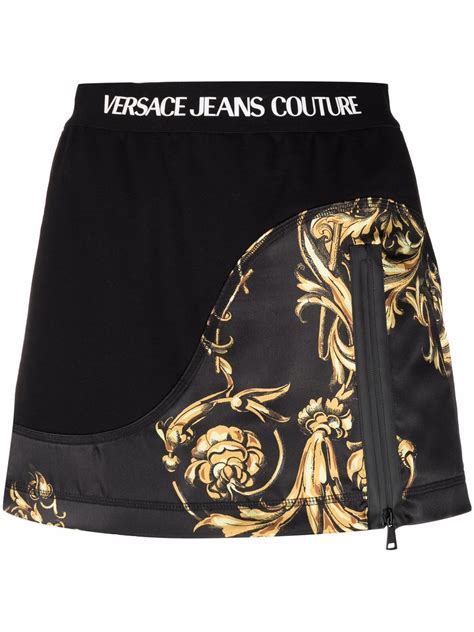 Versace Jeans Couture Barocco Panelled Mini Skirt Farfetch