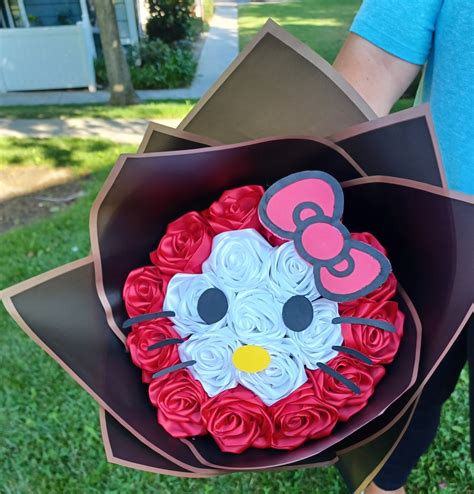 Hello Kitty Bouquet Eternal Roses Bouquet Ramo Buchon Etsy