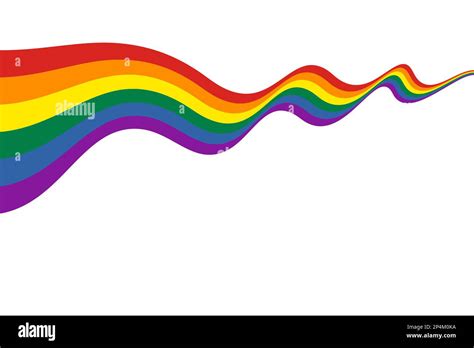 Waving Ribbon Pride Flag Rainbow LGBT Symbol Icon Flat Vector