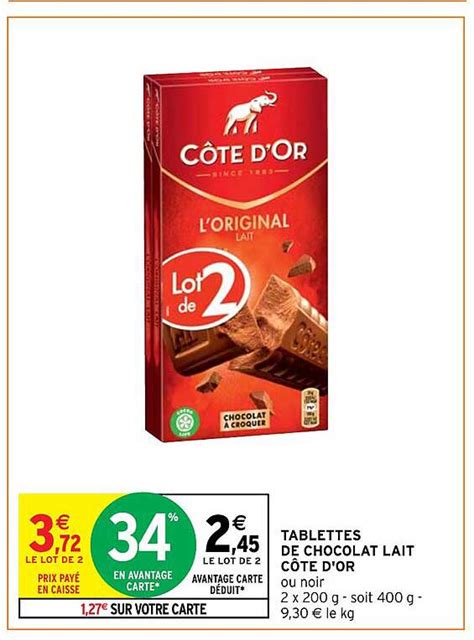 Promo Tablettes De Chocolat Lait Côte D or chez Intermarché Hyper