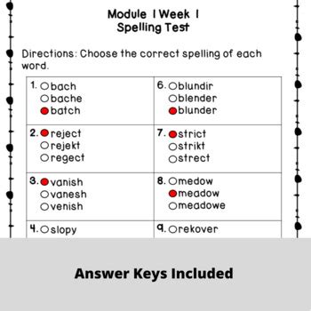 Hmh Into Reading Multiple Choice Spelling Tests Th Grade Aligned With