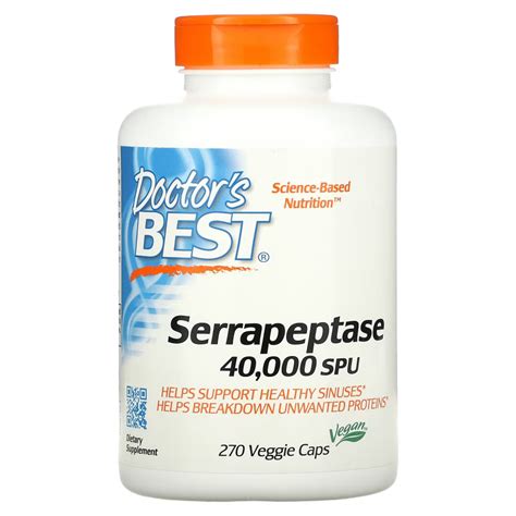 Серрапептаза Doctor's Best Serrapeptase 40000 SPU, 270 капсул купить в ...