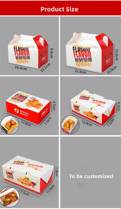 Custom Disposable Greaseproof Fast Food Fried Chicken Cardboard Kraft