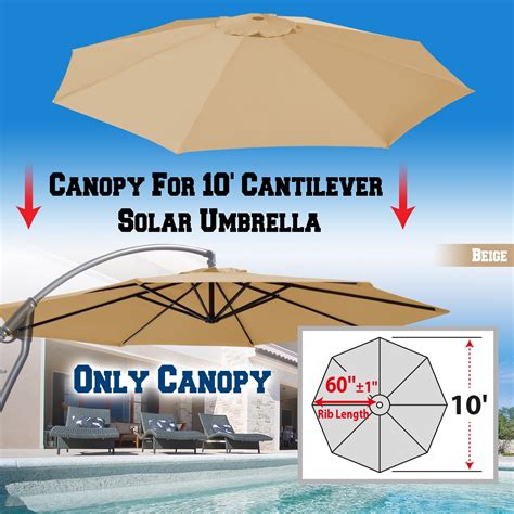 Sunny Replacement Umbrella Canopy For 10ft 8 Ribs In Beige Canopy Only