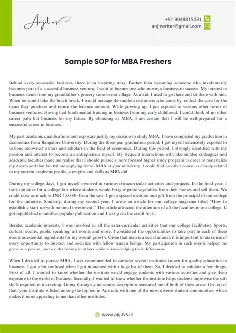 Sop For Mba Sop Format Sample Pdf Hot Sex Picture