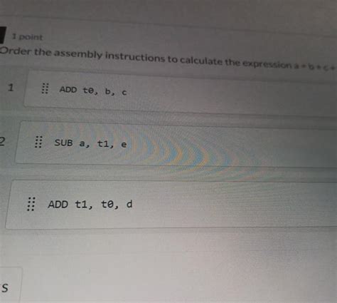 Solved Pointorder The Assembly Instructions To Calculate Chegg