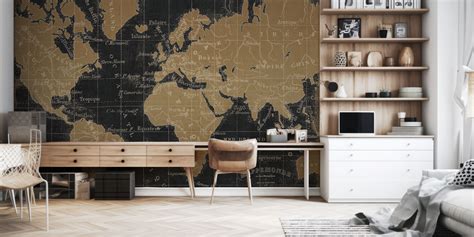 Mappemonde wallpaper mural 100% PVC-free and non-toxic