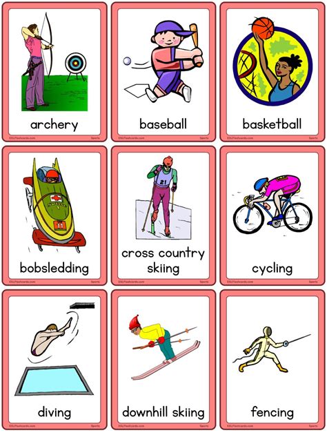 Sports Flashcards Esl Flashcards