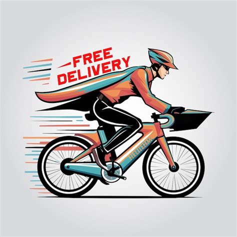 Premium Vector Fast And Free Delivery Logo With Bike Man Or Courier