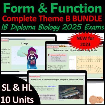IB Biology Theme B Form and Function BUNDLE - First Exams 2025, new 2023 