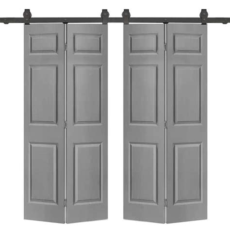 CALHOME 60 In X 80 In 6 Panel Light Gray Painted MDF Composite Double