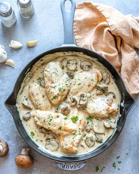 Easy Creamy Mushroom Chicken Recipe Healthy Fitness Meals