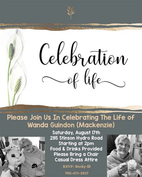 Celebration of Life for the late Wanda Guindon née Mackenzie Ranger