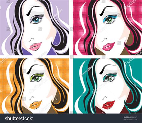 Cuatro Retratos De Arte Pop Vectorial Vector De Stock Libre De