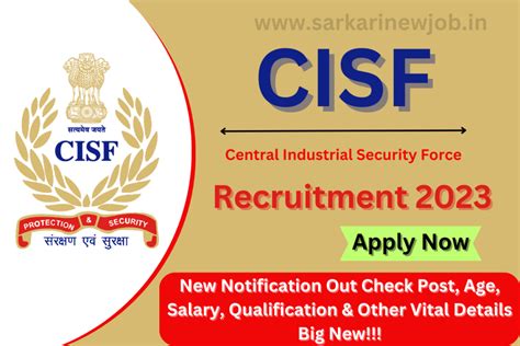 Cisf Recruitment New Notification Out Check Post Age Salary