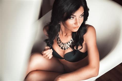 Premium Photo Sexy Girl In Lingerie Poses In The Bathroom