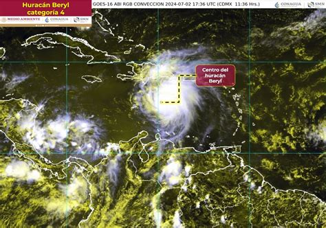 Huracán Beryl se degrada a categoría 4 frente a República Dominicana