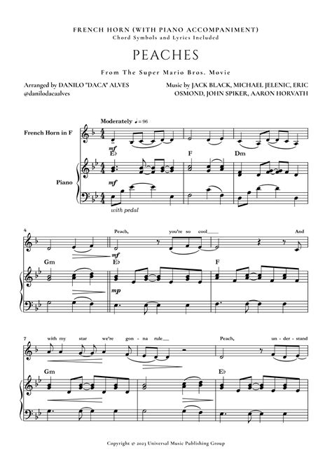 Peaches Arr Danilo Daca Alves By Jack Black Sheet Music For French