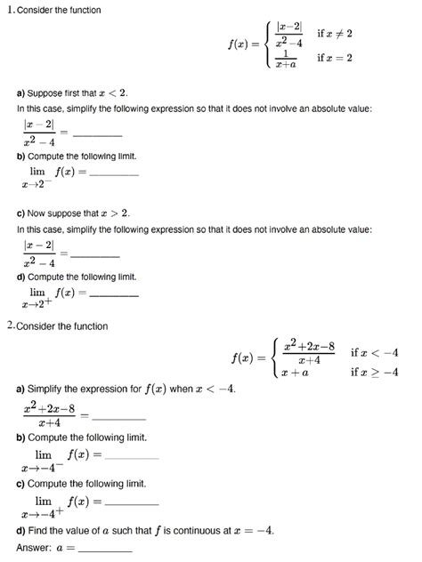 Solved 1 Consider The Function Fx X2−4∣x−2∣xa1 If X 2