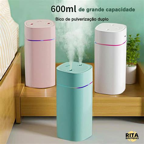 Umidificador De Ar E Aromatizador Grande Lâmpada De Cores 300ml De