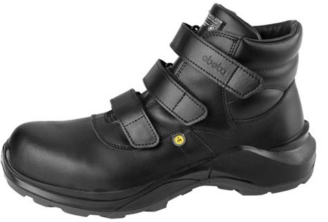 Black Leather Velcro Safety Boots