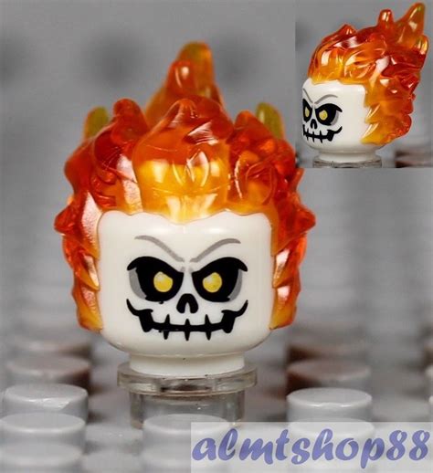 LEGO - Flaming Skull Head w/ Orange Hair Yellow Eyes Halloween ...