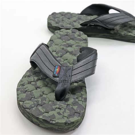 Rainbow Sandals Mens Holoholo Black X Green Camo Size 7・9・10