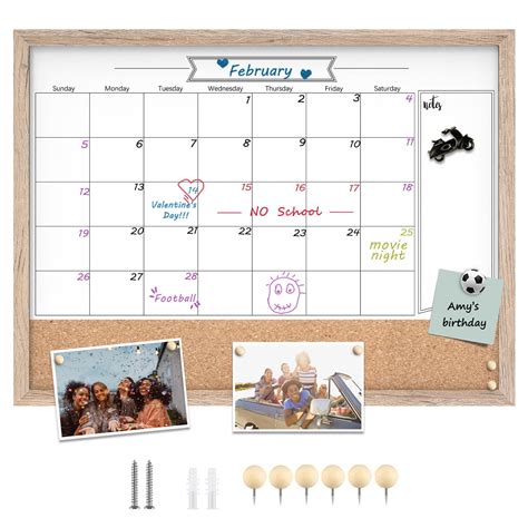 TORASO Whiteboard Calendar Corkboard 18 X 24 Combination Dry Erase