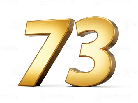 Gold Number Seventy Three Isolated White Background Shiny D Number