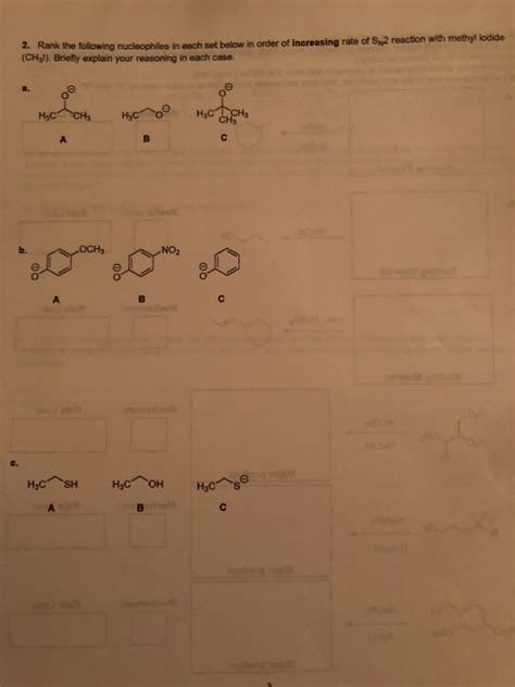 Solved 2 Rank The Following Nucleophiles In Ench Set Below