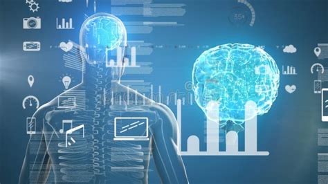 Animação De ícones De Representação Do Corpo Humano Gráficos E Cérebro
