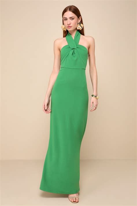 Green Maxi Dress Halter Neck Maxi Dress Backless Maxi Dress Lulus