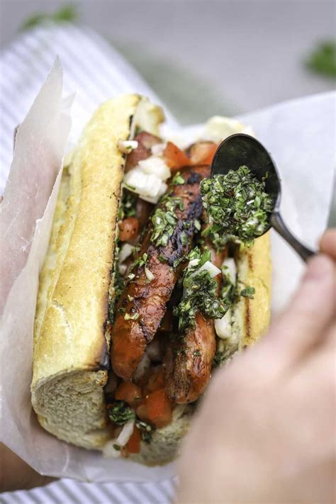 Chorip N With Chimichurri Salsa Criolla Argentinian Chorizo Sandwich