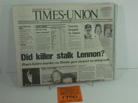 The Times/union Newspaper-original Issuethe Day Lennon - Etsy